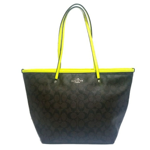 coach bag with neon trim
